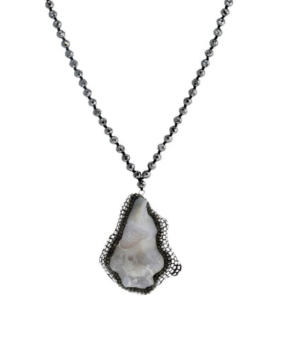 Long Beaded Necklace w/ Stone Pendant image 1