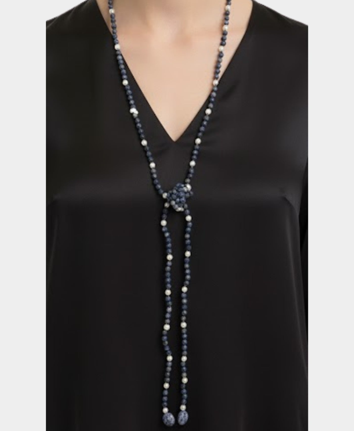 Stone Beaded Necklace w/ Pearls view 2