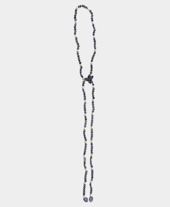 
Stone Beaded Necklace w/ Pearls in BLUE view 2