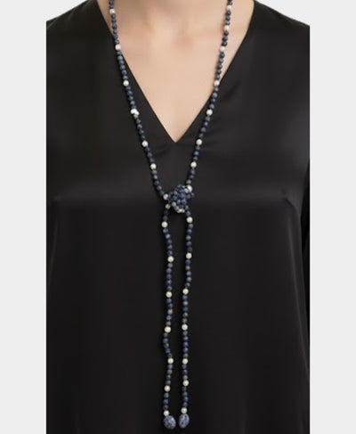 Stone Beaded Necklace w/ Pearls image 2