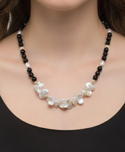 Pearl & Onyx Beaded Necklace image 1
