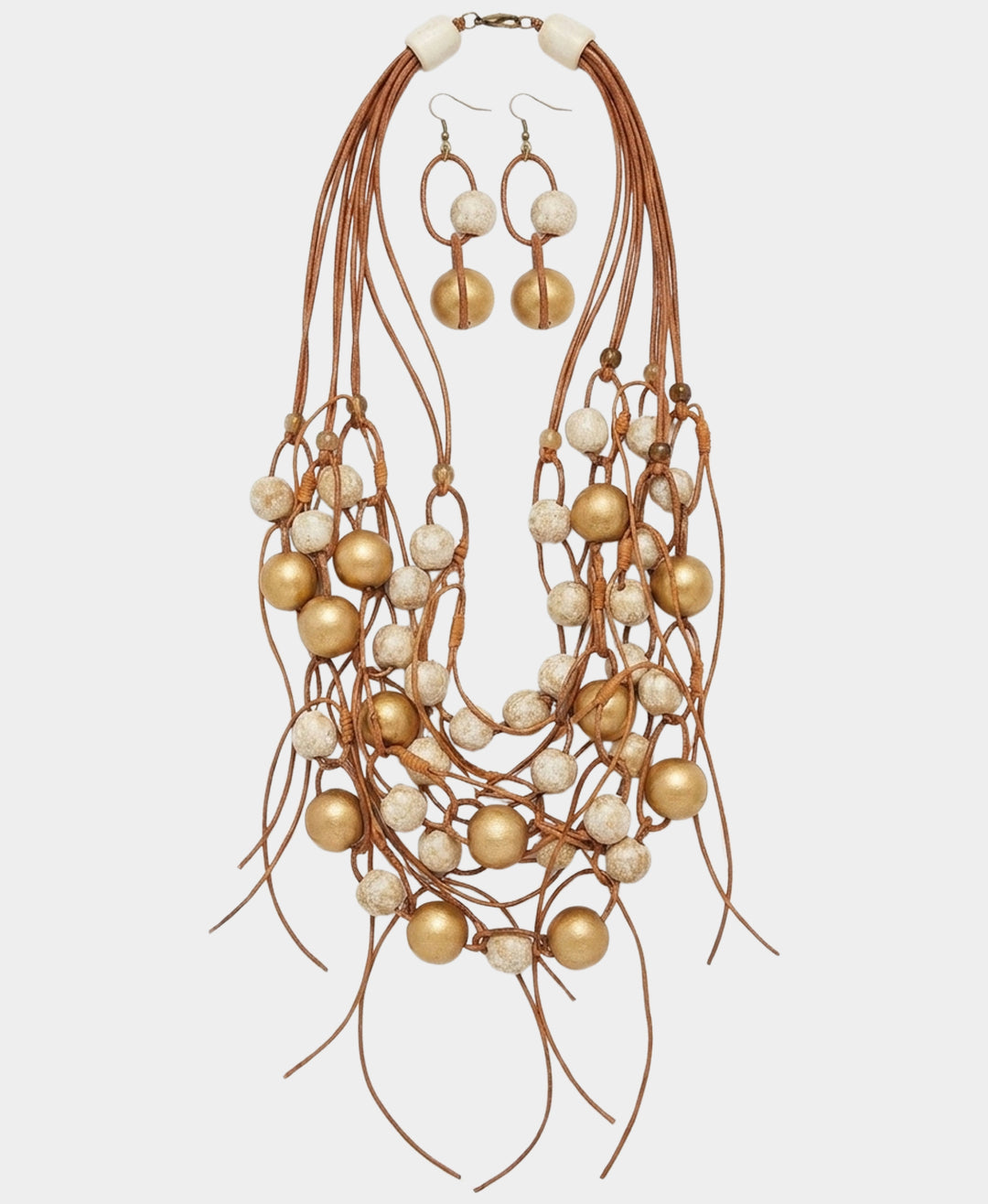 Fringe Statement Necklace w/ Beads & Earrings Set – FOX'S - Online