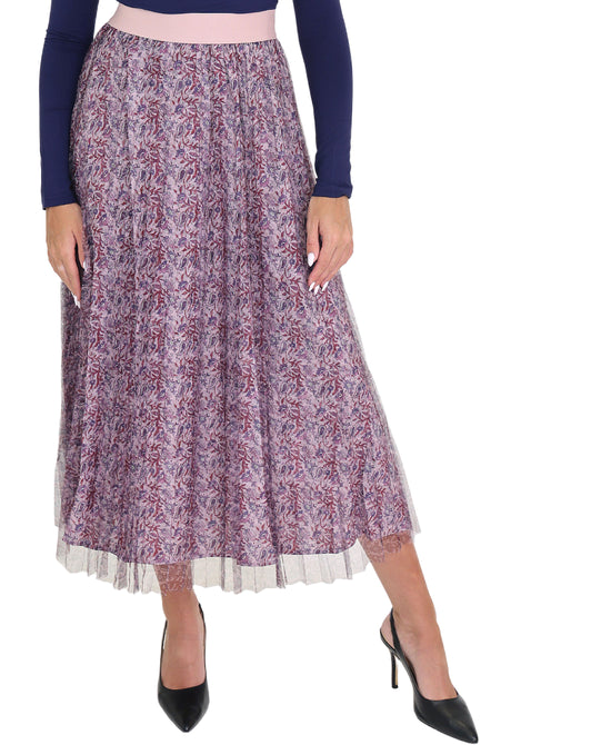 Printed Mesh Midi Skirt view 