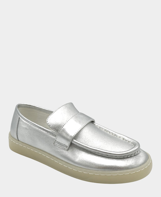 Leather Metallic Boat Loafer view 1