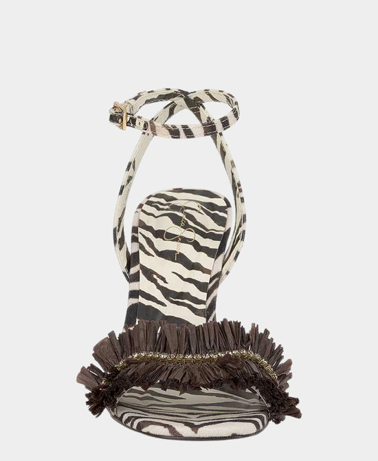 
Raffia Printed Stiletto Sandal in BROWN view 2
