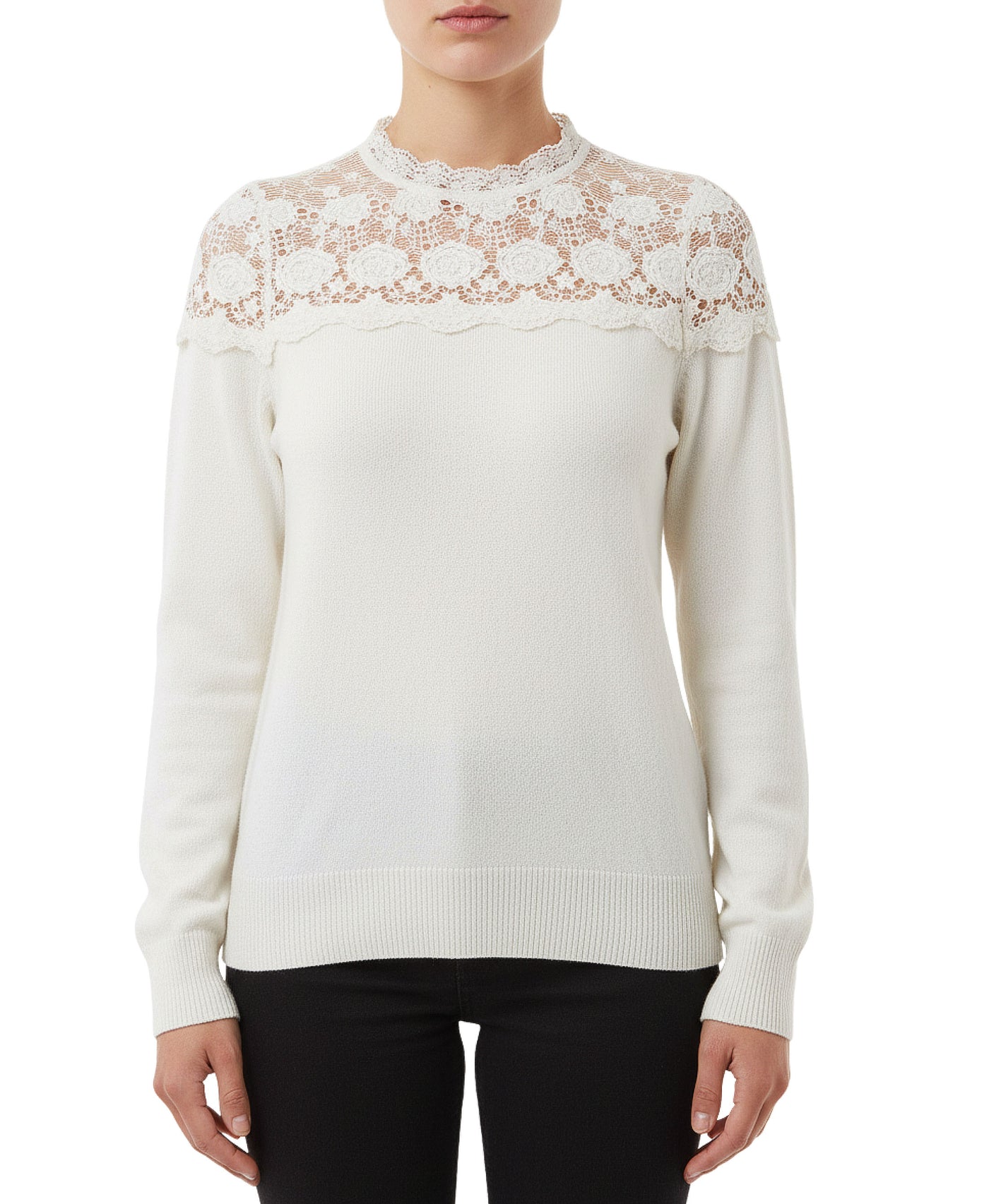 Sweater w/ Lace Trim view 1