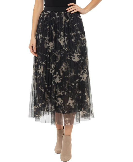 Printed Tulle Midi Skirt view 