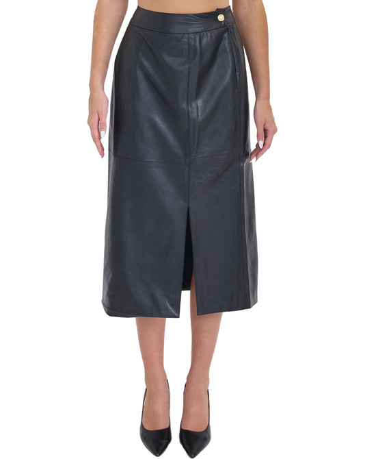 Faux Leather Midi Skirt view 