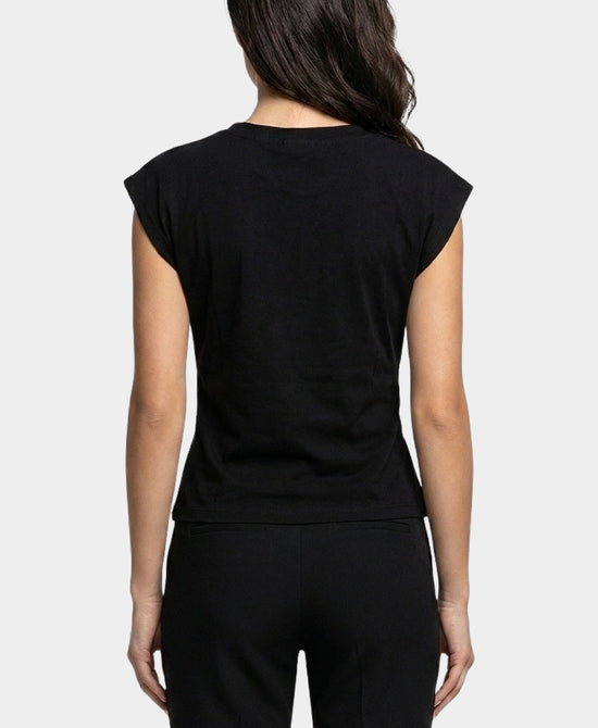 
Asymmetrical Tee w/ Gold Metal Accent in BLACK view 2