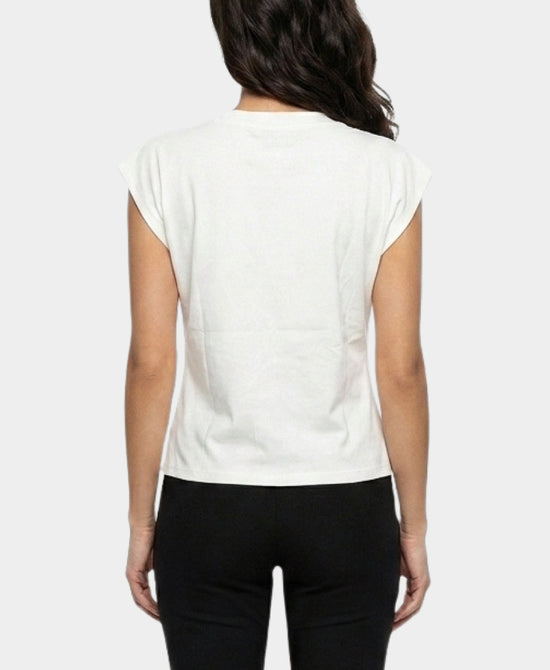 
Asymmetrical Tee w/ Gold Metal Accent in WHITE view 2