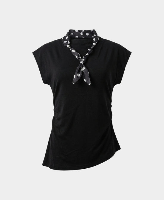 
Tee w/ Polka Dot Scarf in BLACK view 2