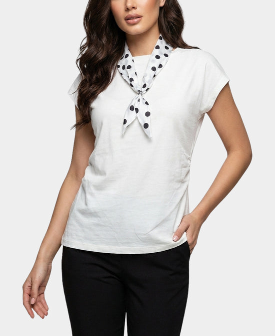 
Tee w/ Polka Dot Scarf in WHITE view 1