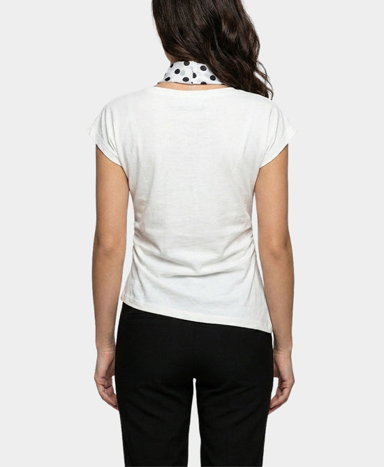 
Tee w/ Polka Dot Scarf in WHITE view 2