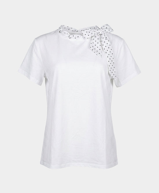 
Tee w/ Polka Dot Scarf in WHITE view 2
