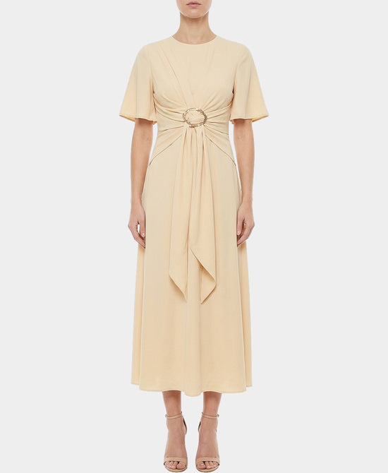 Solid Midi Dress w/ Belt view 1