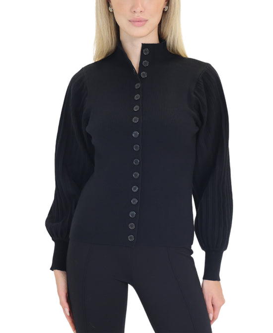 Cardigan Sweater w/ Pleated Sleeves view 