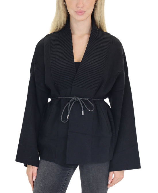 Knit Cardigan w/ Crystal Belt view 