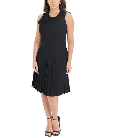 Knit Pleated Dress w/ Rosettes image 1