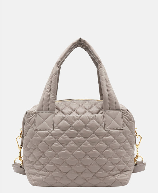 
Quilted Puffer Tote Bag in STONE view 1