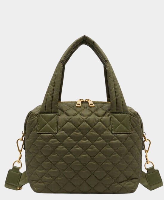 
Quilted Puffer Tote Bag in OLIVE view 1