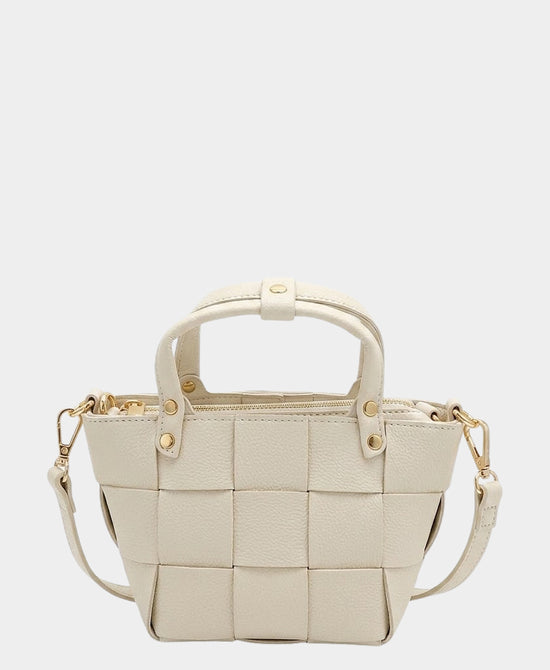 
Woven Faux Leather Crossbody Bag in IVORY view 1
