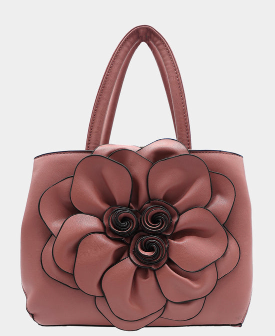 Faux Leather 3D Flower Handbag view 1