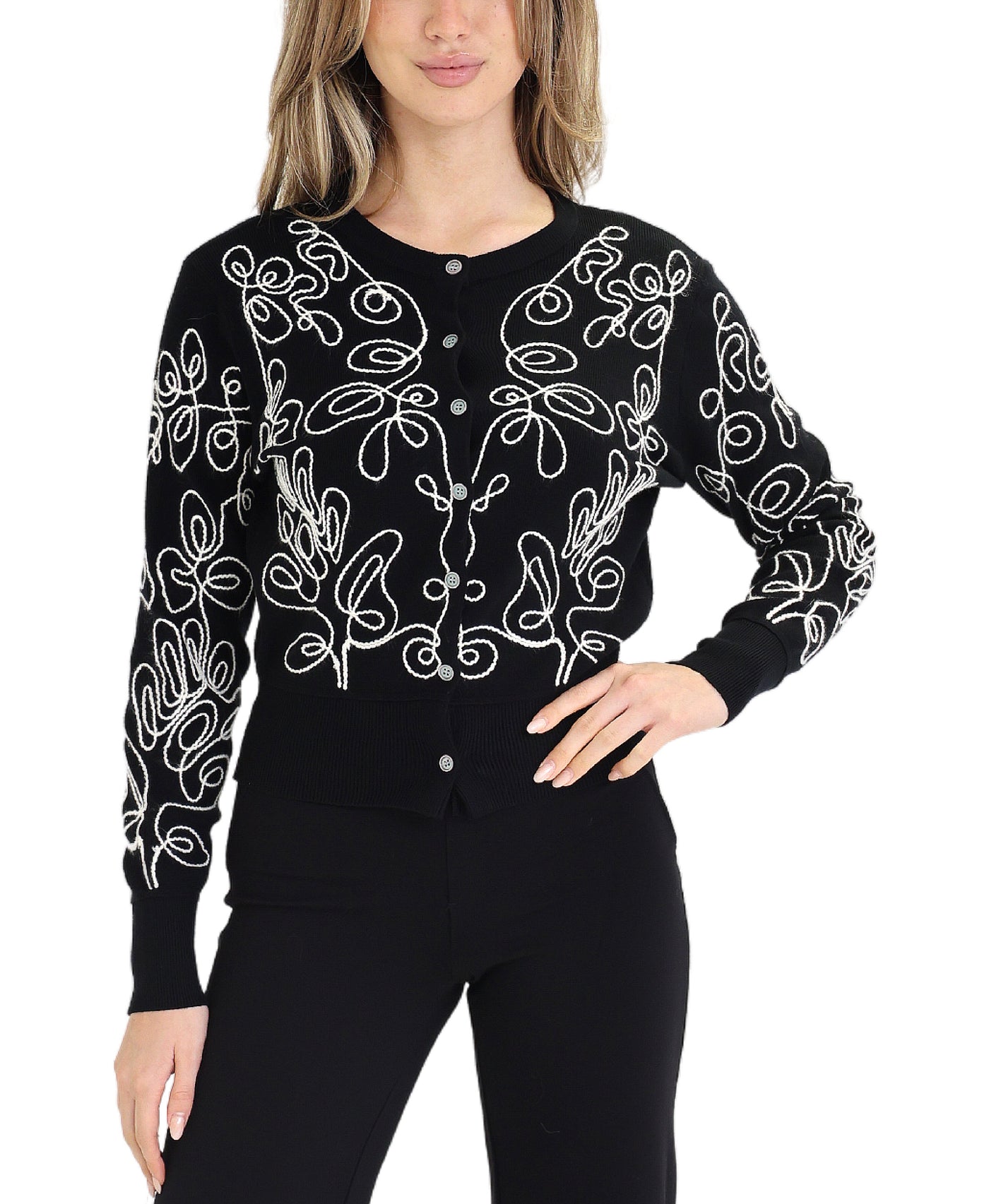 Embroidered Cardigan Sweater view 1