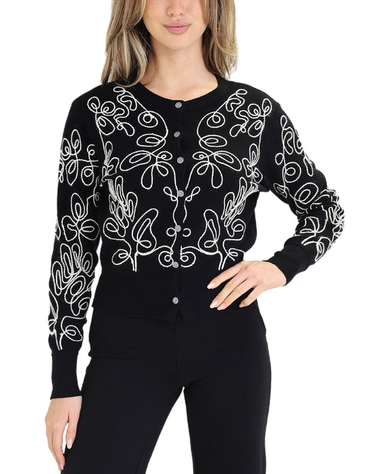 Embroidered Cardigan Sweater view 