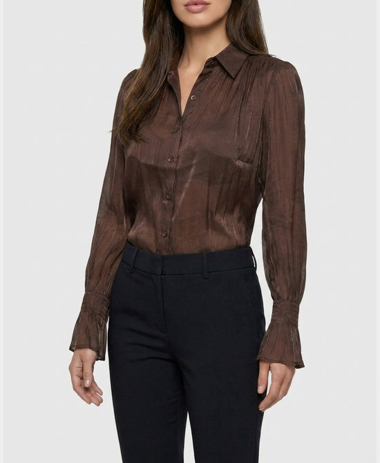 
Pleated Blouse w/ Bubble Bottom in BROWN view 1