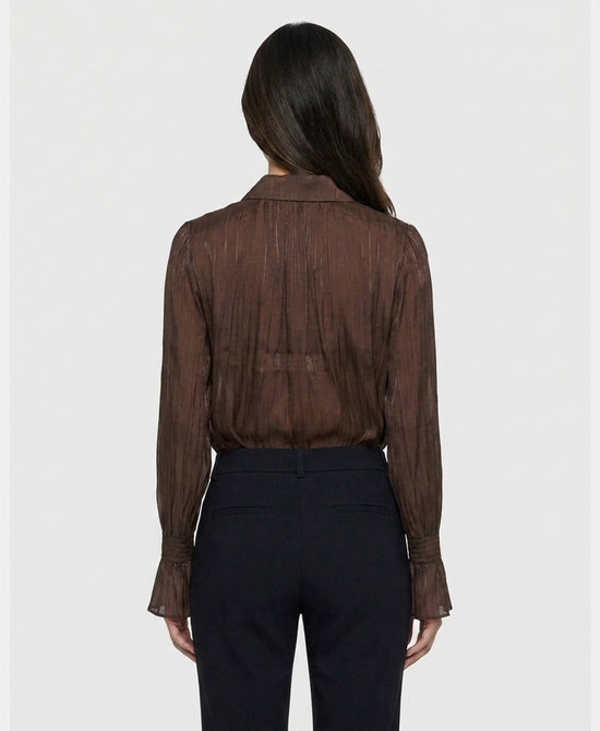
Pleated Blouse w/ Bubble Bottom in BROWN view 2