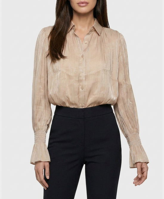 
Pleated Blouse w/ Bubble Bottom in CHAMPAGNE view 1