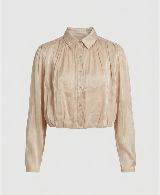 
Pleated Blouse w/ Bubble Bottom in CHAMPAGNE view 2