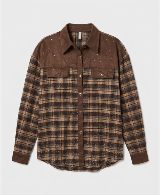 
Plaid Shirt w/ Faux Suede in BROWN MULTI view 2