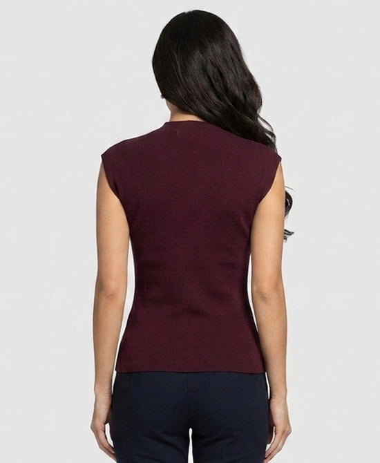 
Knit Top w/ Silver Studs in BURGUNDY view 2