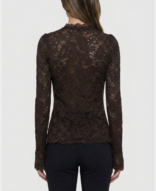 
Lace Cardigan w/ Ruffle Trim in BROWN view 2