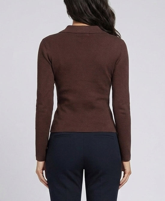 
Knit Top w/ Collar in BROWN view 2