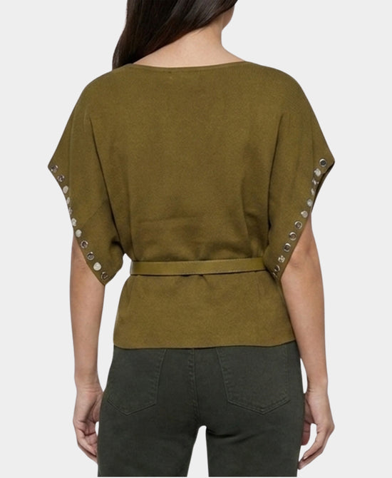 
Knit Top w/ Studded Trim in GREEN view 2
