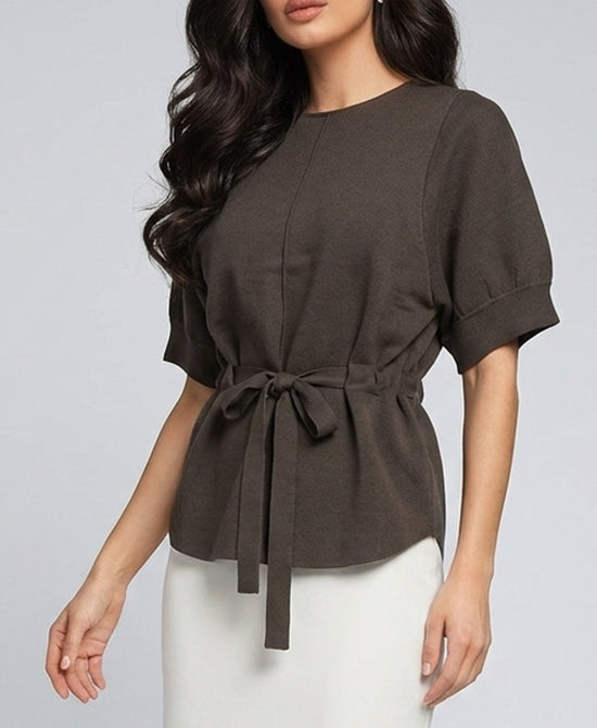
Peplum Knit Top in OLIVE view 1