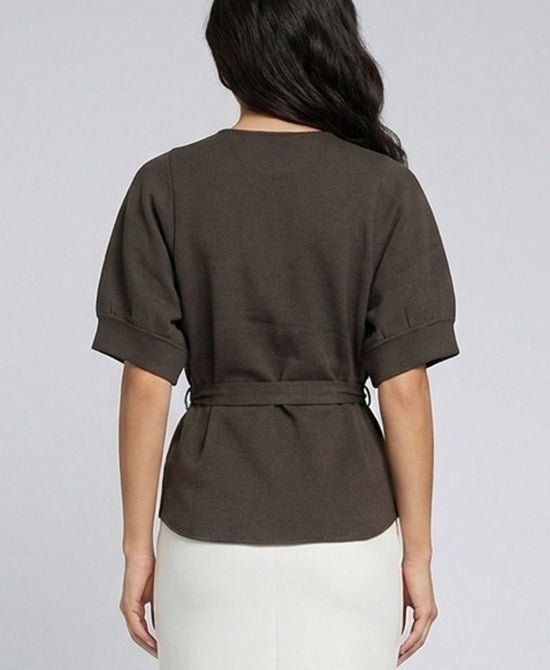 
Peplum Knit Top in OLIVE view 2