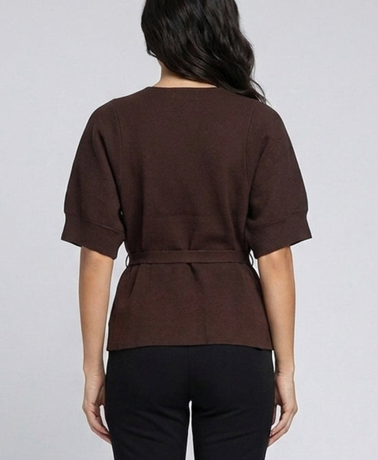 
Peplum Knit Top in BROWN view 2