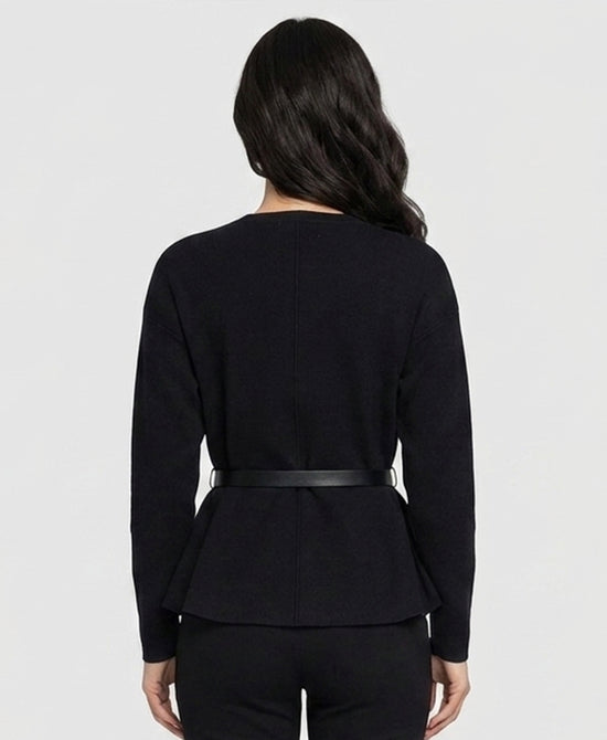 
Knit Belted Top in BLACK view 2