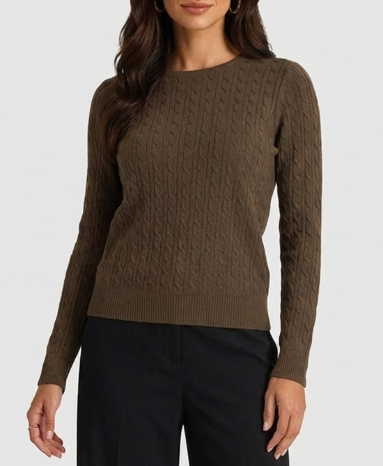 
Cable Knit Sweater in OLIVE view 1