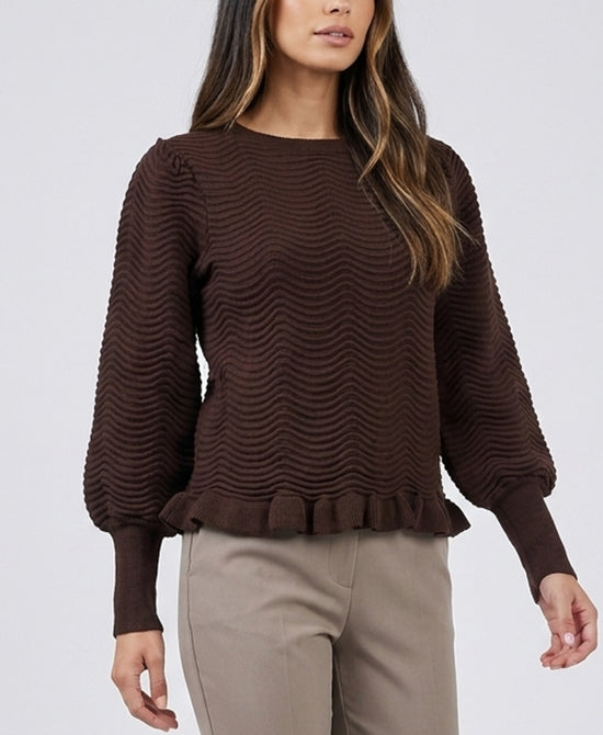 
Wave Pattern Sweater in BROWN view 1