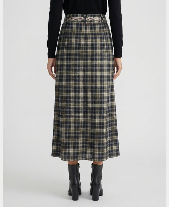 
Plaid Flannel Maxi Skirt in GREEN MULTI view 2
