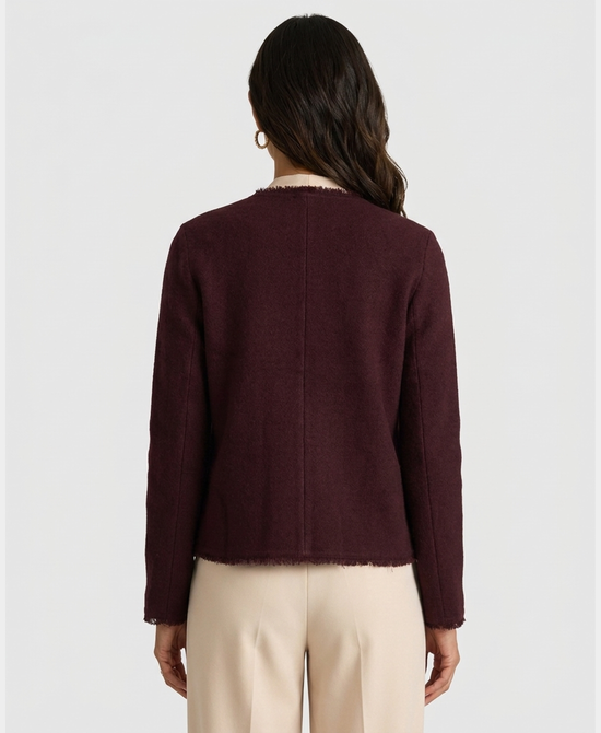 
Cardigan Sweater Jacket w/ Gold Buttons in BURGUNDY view 2