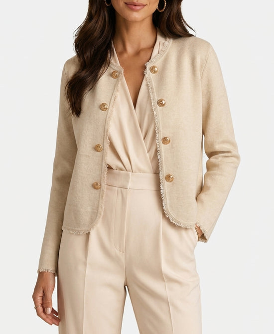 
Cardigan Sweater Jacket w/ Gold Buttons in BEIGE view 1