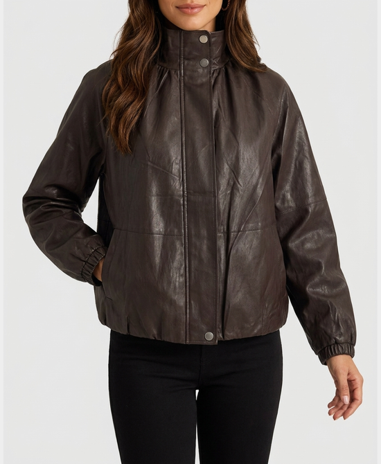 
Faux Leather Jacket in BROWN view 1