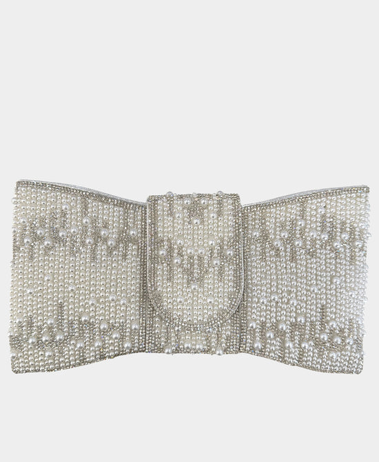 Faux Pearl & Crystal Evening Clutch Bag view 
