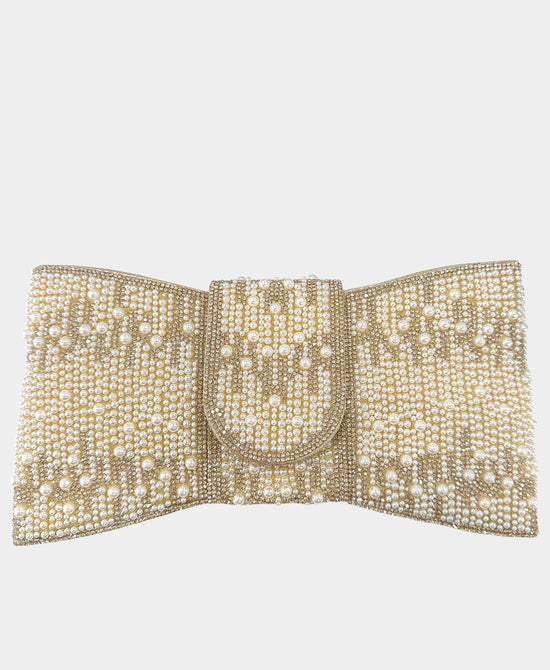 Faux Pearl & Crystal Evening Clutch Bag view 