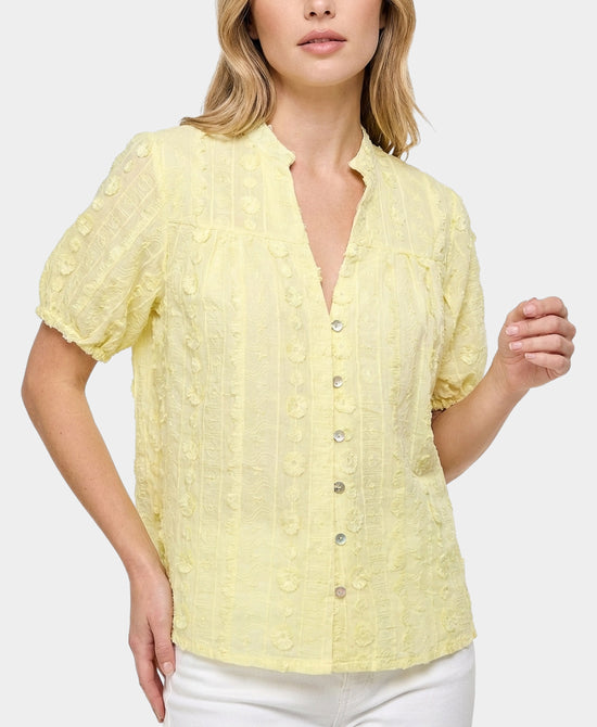 
Embroidered Top w/ Puff Sleeves in YELLOW view 1